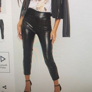 Daysha Black Cropped Faux Leather Pants
